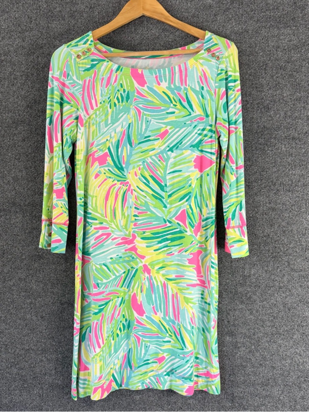 Lilly Pulitzer Womens 3/4 Sleeve Dress Size Medium Tropical Vacation Resort